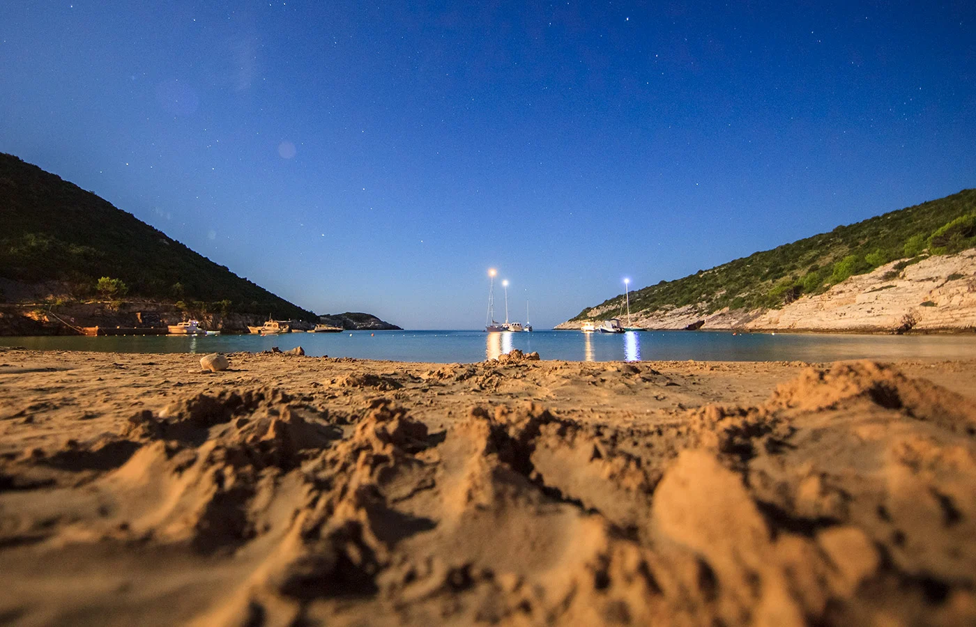 Porat Bay on Biševo island at night