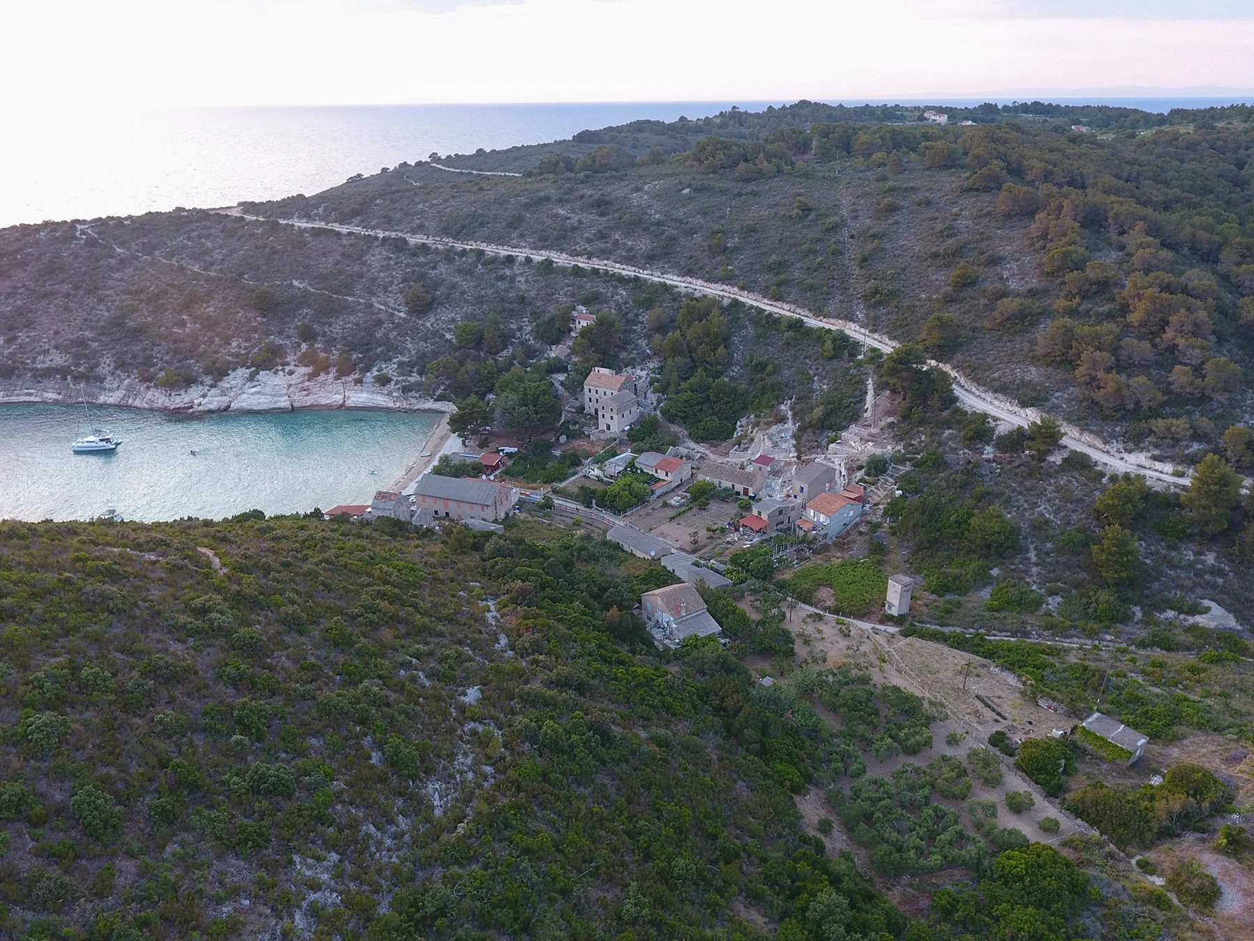 Aerial view of Porat Bay on Biševo island